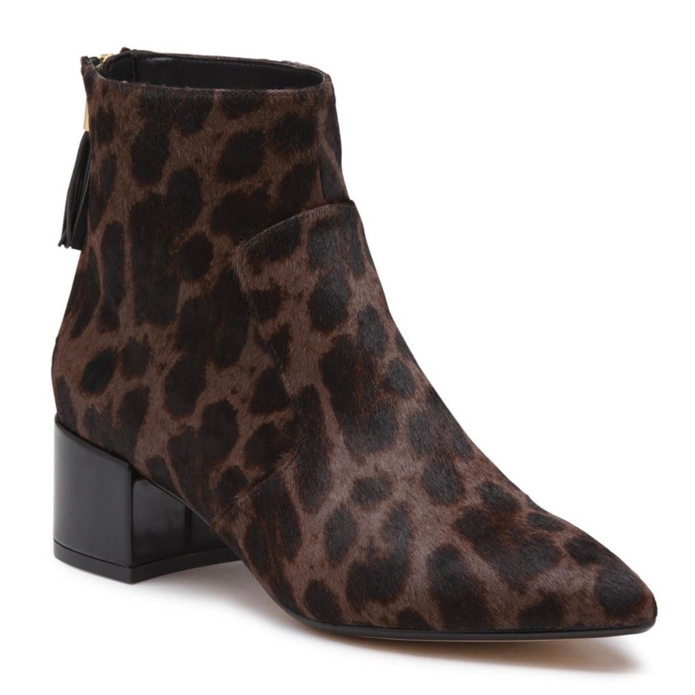 Karl Lagerfeld Maude Leopard Zip Side Ankle Boot size 5.5